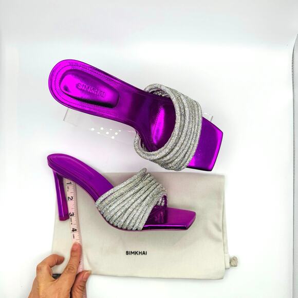 Jonathan Simkhai Crystal Embellishments Fuchsia Party Slides size 38 - Picture 5 of 15